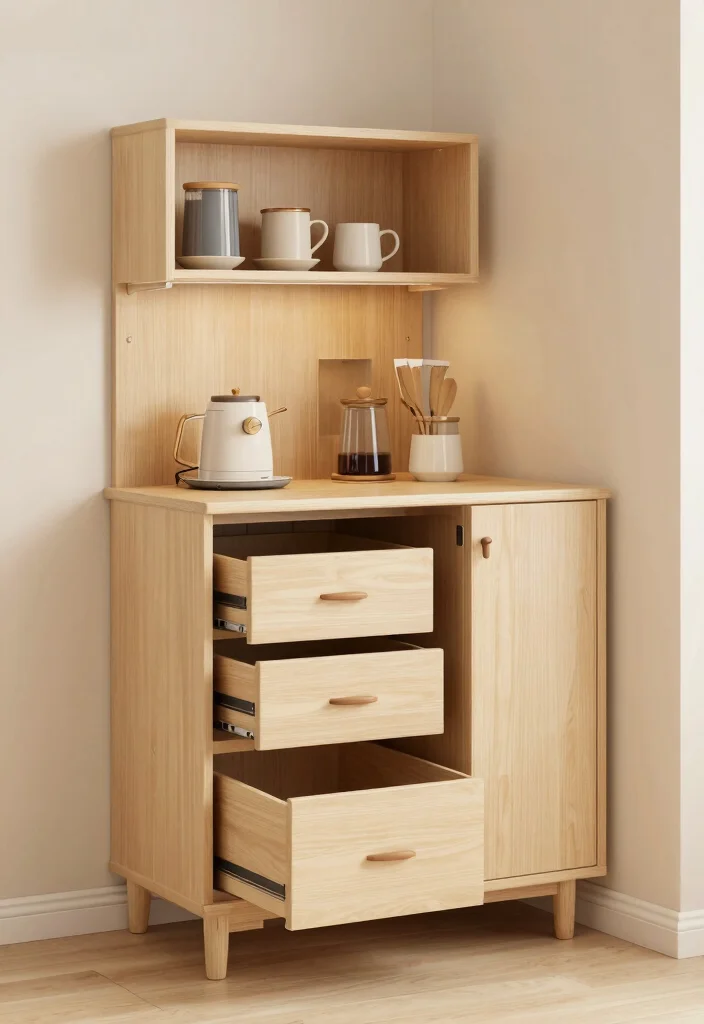18 Corner Cabinet Coffee Bar Ideas That Use Every Nook - 16. Smart Storage Solutions 1