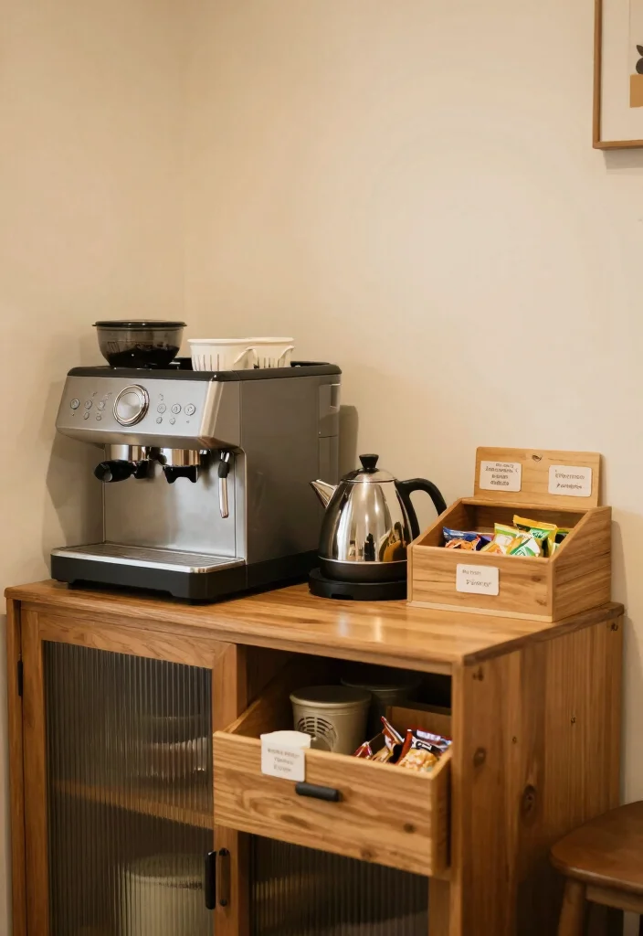 18 Corner Cabinet Coffee Bar Ideas That Use Every Nook - 6. Functional Family Hub 1