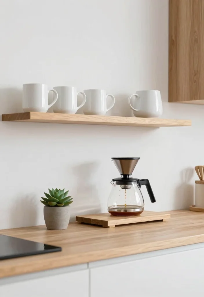 18 Floating Coffee Bar Ideas That Save Space Beautifully - 1. Scandinavian Minimalism Coffee Bar 1