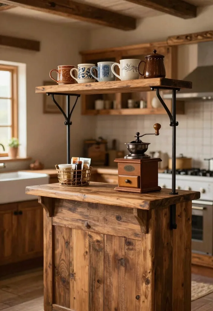 18 Floating Coffee Bar Ideas That Save Space Beautifully - 2. Rustic Charm Floating Coffee Bar 1