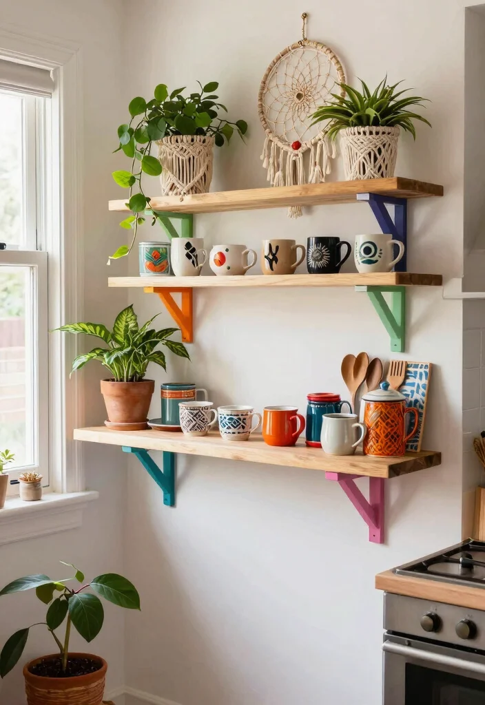 18 Floating Coffee Bar Ideas That Save Space Beautifully - 4. Bohemian Floating Coffee Bar 1