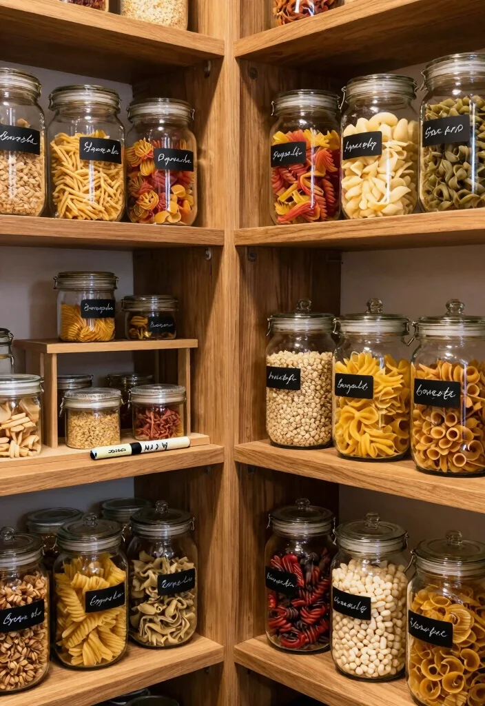 18 Kitchen Storage Organization Ideas That Reduce Clutter - 1. Clear Glass Jars for Pantry Items 1