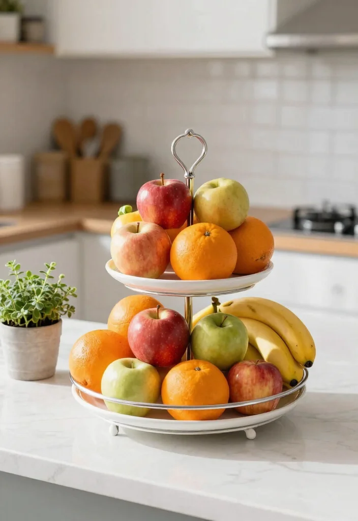 18 Kitchen Storage Organization Ideas That Reduce Clutter - 11. Tiered Fruit Baskets 1