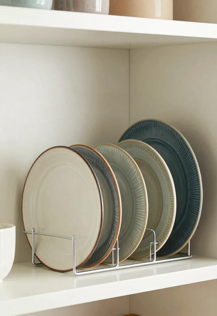 18 Kitchen Storage Organization Ideas That Reduce Clutter - 14. Creative Plate Storage 1