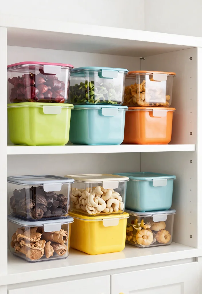 18 Kitchen Storage Organization Ideas That Reduce Clutter - 15. Color-Coded Storage Containers 1