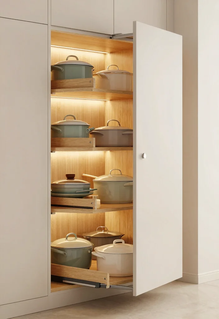 18 Kitchen Storage Organization Ideas That Reduce Clutter - 2. Pull-Out Shelves in Cabinets 1