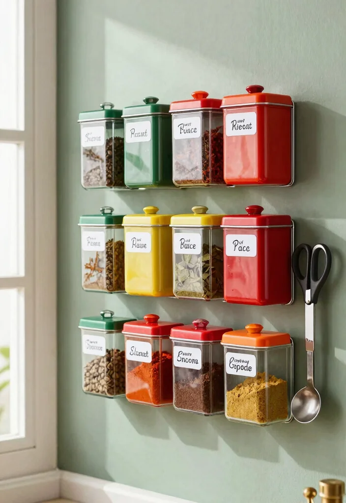 18 Kitchen Storage Organization Ideas That Reduce Clutter - 3. Magnetic Spice Racks 1