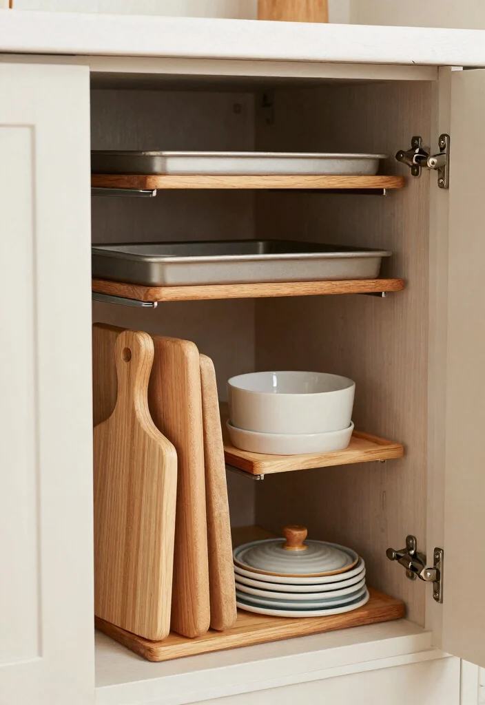18 Kitchen Storage Organization Ideas That Reduce Clutter - 6. Vertical Storage for Baking Sheets and Cutting Boards 1