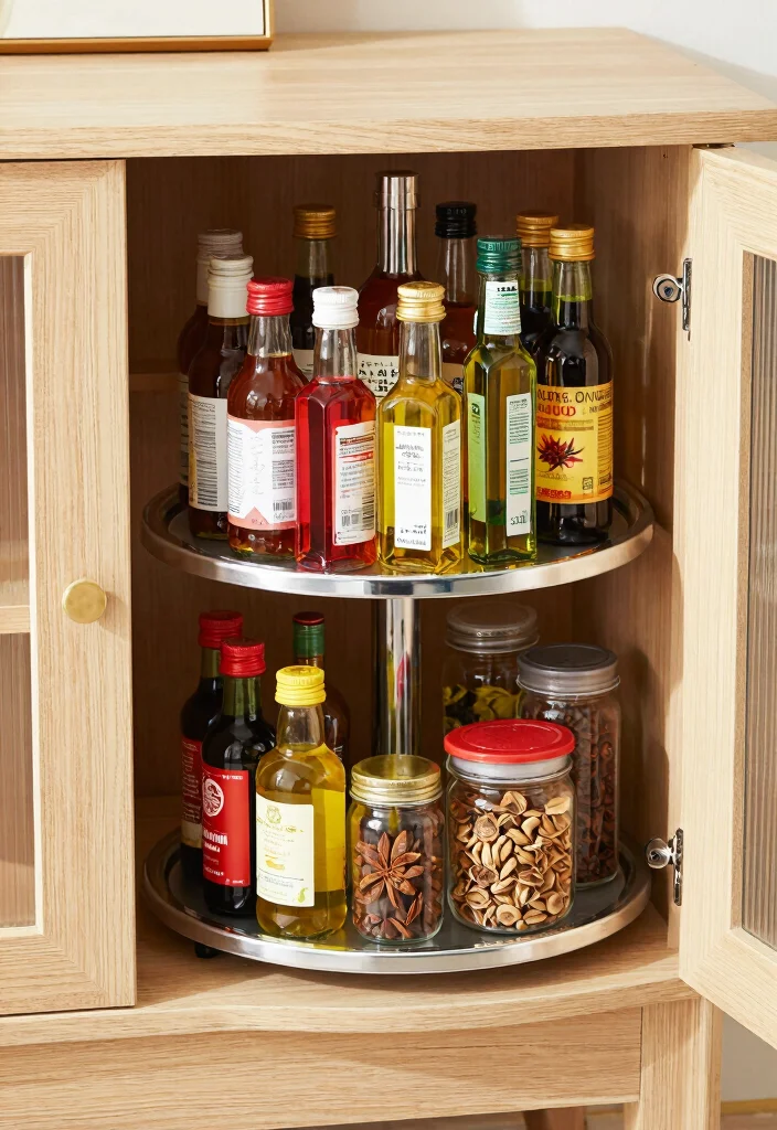 18 Kitchen Storage Organization Ideas That Reduce Clutter - 9. Lazy Susans for Corner Cabinets 1
