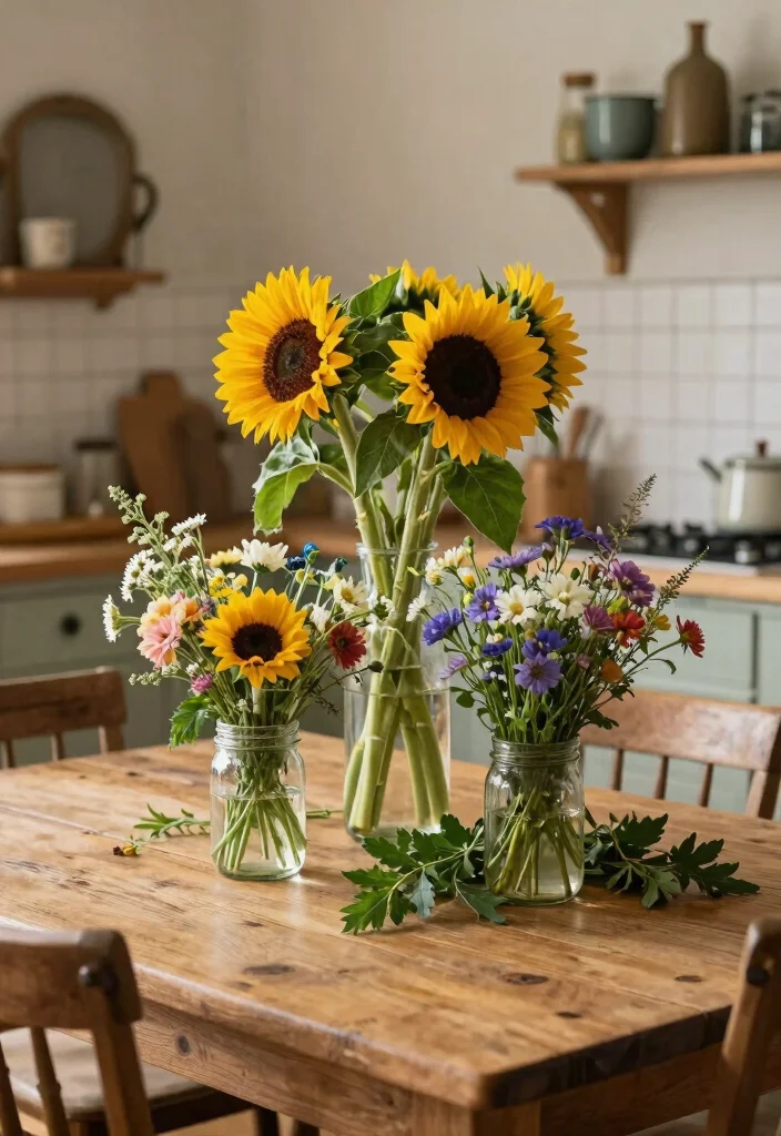 18 Kitchen Table Decor Centerpiece Ideas That Shine - 1. Fresh Flower Arrangement 1