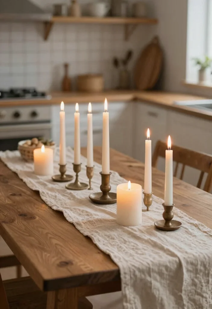 18 Kitchen Table Decor Centerpiece Ideas That Shine - 6. Candle Arrangement 1