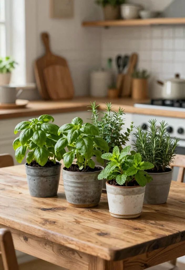 18 Kitchen Table Decor Centerpiece Ideas That Shine - 7. Herb Garden Centerpiece 1