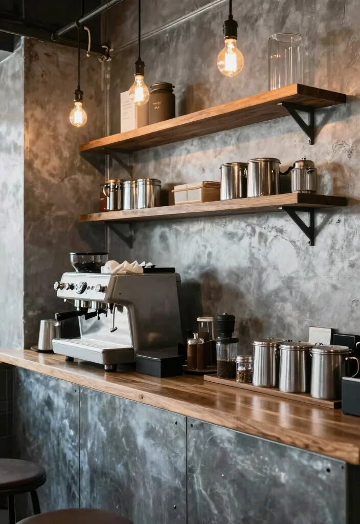 18 Mini Coffee Bar Ideas That Fit Anywhere - 16. Urban Industrial Coffee Nook 1