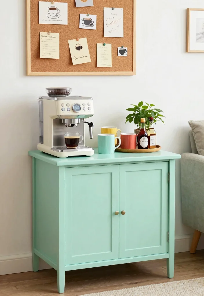 18 Mini Coffee Bar Ideas That Fit Anywhere - 3. Repurposed Furniture Coffee Bar 1