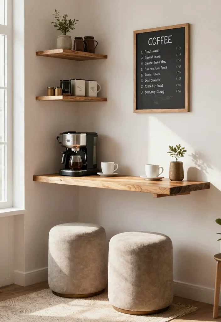 18 Mini Coffee Bar Ideas That Fit Anywhere - 4. Corner Coffee Nook 1