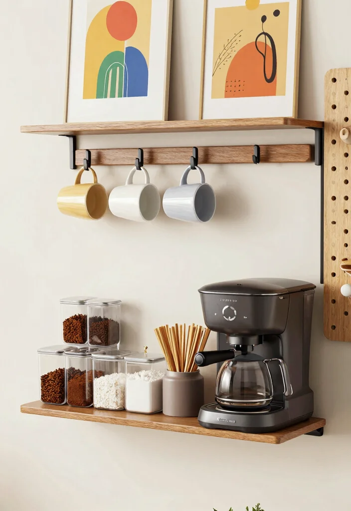 18 Mini Coffee Bar Ideas That Fit Anywhere - 5. Wall-Mounted Coffee Station 1