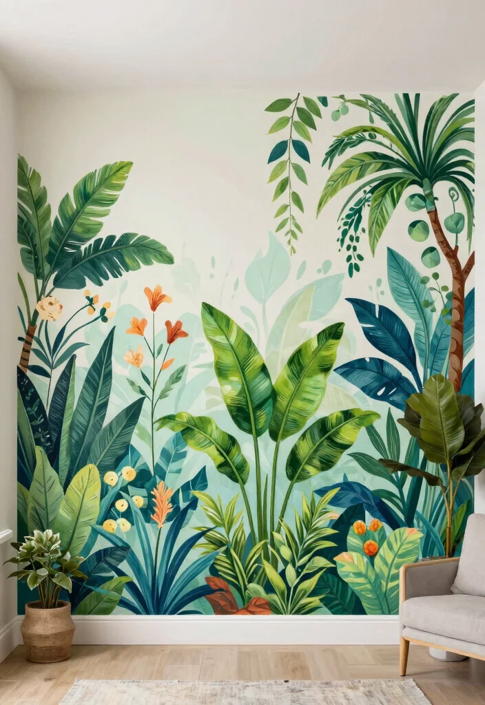 18 Money Plant Wall Decor Ideas That Brighten Any Room - 11. Garden-Inspired Wall Mural 1