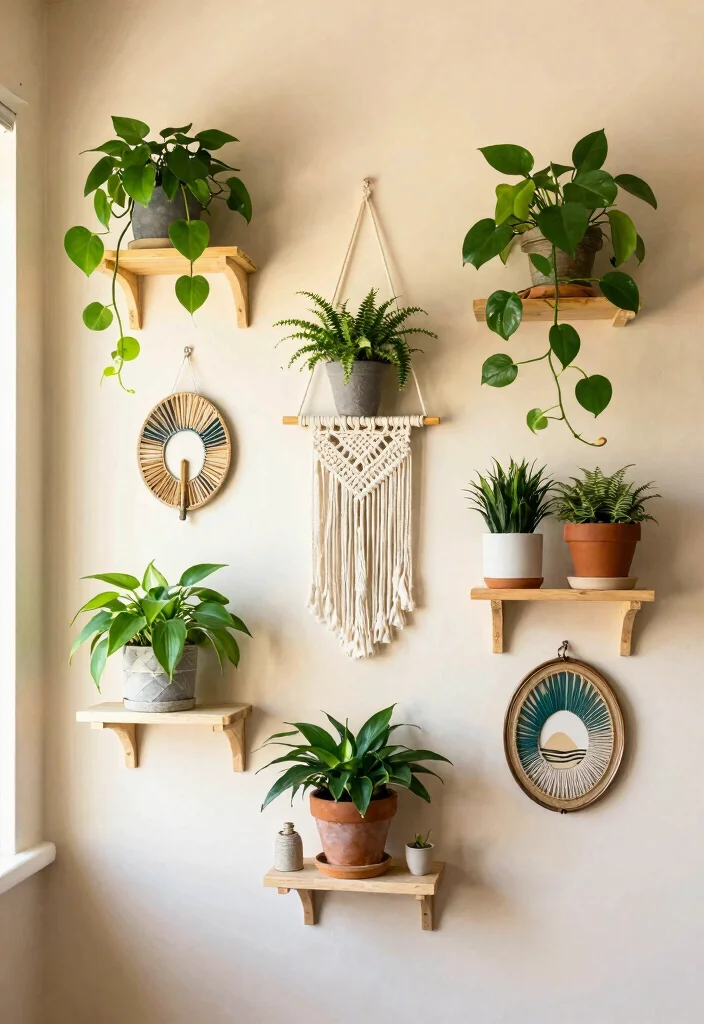 18 Money Plant Wall Decor Ideas That Brighten Any Room - 18. Combination Wall Installations 1