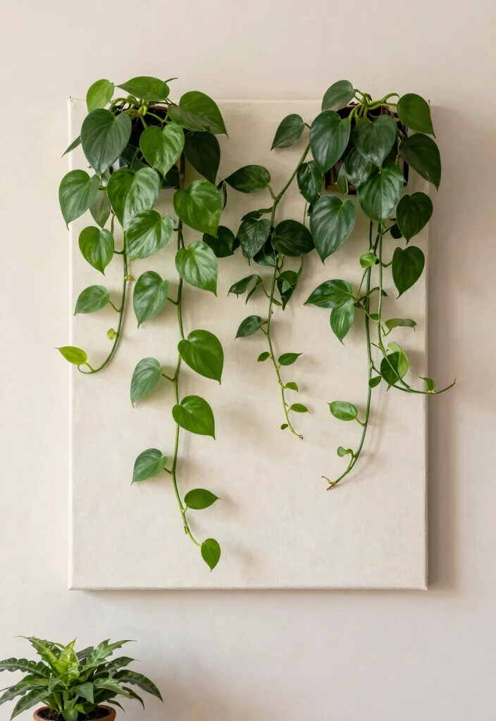 18 Money Plant Wall Decor Ideas That Brighten Any Room - 2. Green Wall Art 1