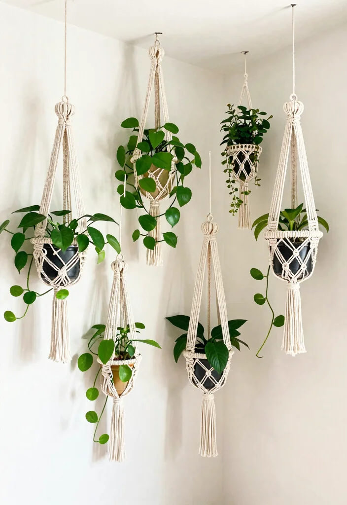 18 Money Plant Wall Decor Ideas That Brighten Any Room - 4. Macramé Plant Hangers 1