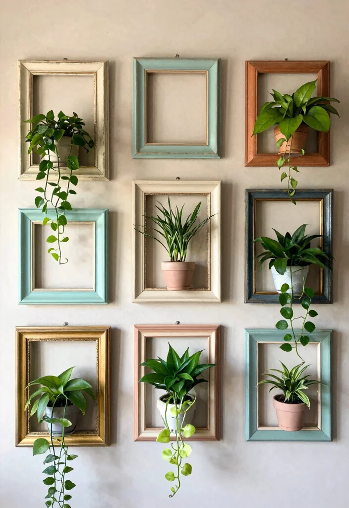 18 Money Plant Wall Decor Ideas That Brighten Any Room - 5. Vintage Frames with Plants 1