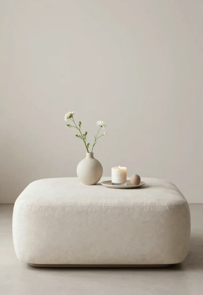 18 Ottoman Coffee Table Decor Ideas That Look Cozy & Chic - 14. Minimalist Approach for Clarity 1