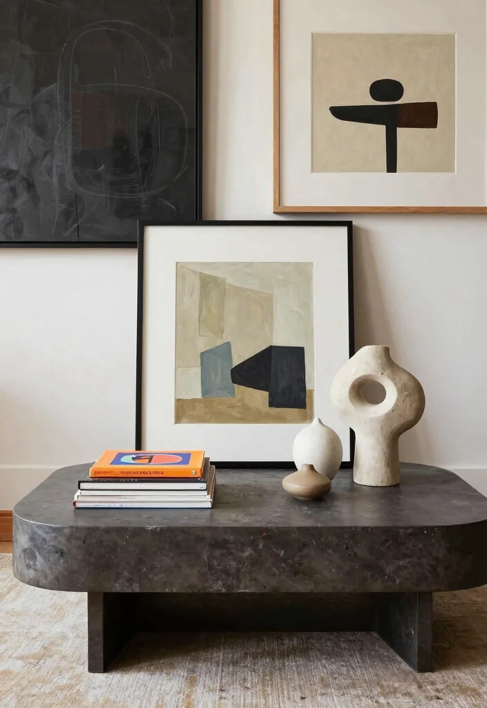 18 Ottoman Coffee Table Decor Ideas That Look Cozy & Chic - 3. Artistic Arrangements with Personal Touches 1