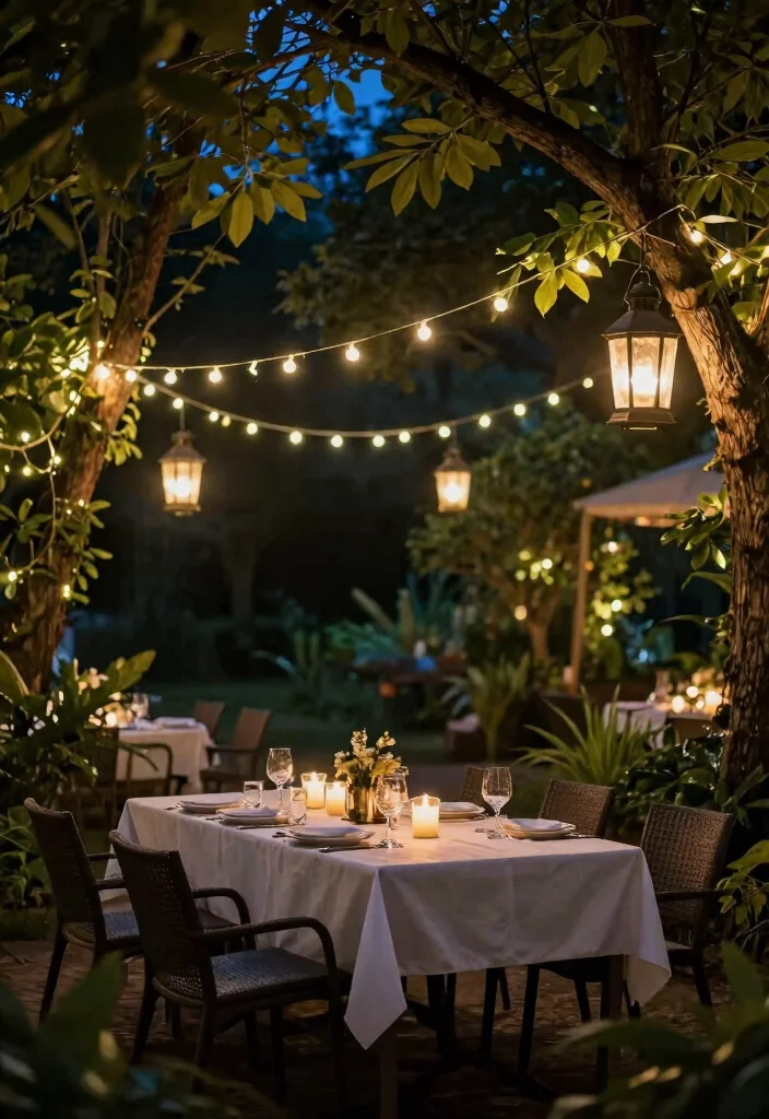 18 Outside Table Decor Ideas for Stylish Outdoor Dining - 4. Ambient Lighting 1