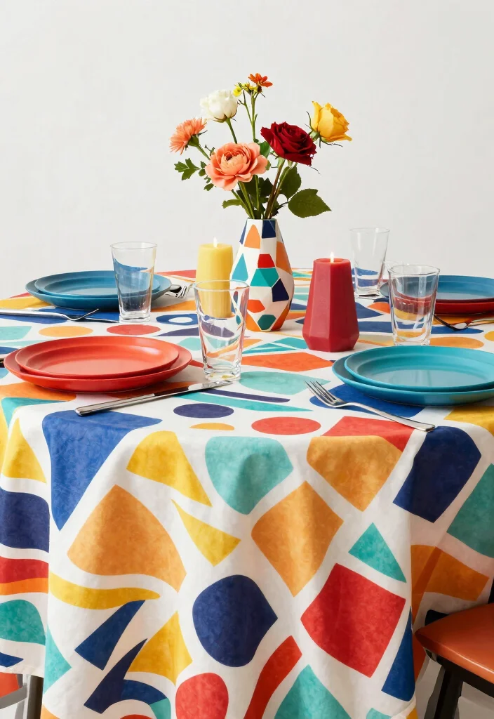 18 Prom Table Decor Ideas That Sparkle Beautifully - 13. Colorful Geometric Patterns 1