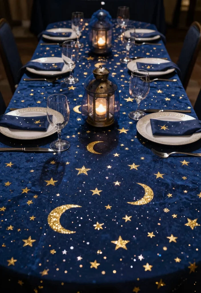 18 Prom Table Decor Ideas That Sparkle Beautifully - 14. Celestial Night Sky 1