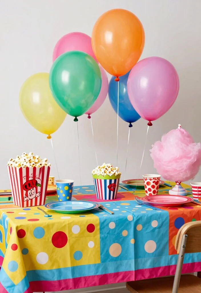 18 Prom Table Decor Ideas That Sparkle Beautifully - 15. Fun and Festive Carnival Theme 1