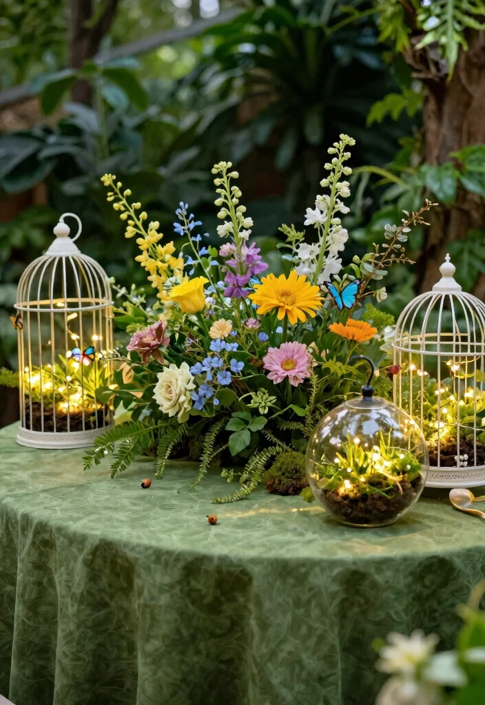 18 Prom Table Decor Ideas That Sparkle Beautifully - 18. Enchanted Garden Theme 1