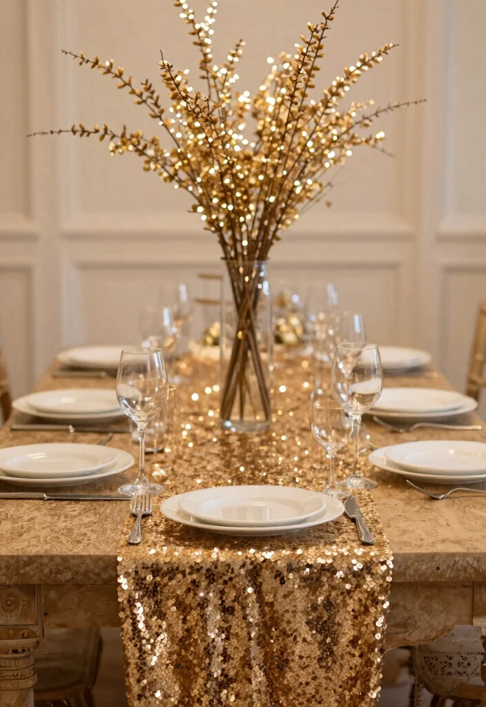 18 Prom Table Decor Ideas That Sparkle Beautifully - 7. Sparkling Sequin Accents 1